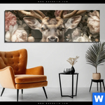 Acrylglasbild Romantischer Hirsch Mit Blumen Panorama Produktvorschau mit dem Bild Romantischer Hirsch mit Blumen im Format Panorama.