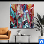 Acrylglasbild Rote Und Smaragdgruene Blaetter Quadrat Produktvorschau mit dem Bild Rote und smaragdgrüne Blätter im Format Quadrat.