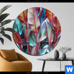 Acrylglasbild Rote Und Smaragdgruene Blaetter Rund Produktvorschau mit dem Bild Rote und smaragdgrüne Blätter im Format Rund.