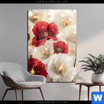 Acrylglasbild Rote Und Weisse Mohnblumen Hochformat Produktvorschau mit dem Bild Rote und weiße Mohnblumen im Format Hochformat.