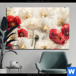 Acrylglasbild Rote Und Weisse Mohnblumen Querformat Produktvorschau mit dem Bild Rote und weiße Mohnblumen im Format Querformat.