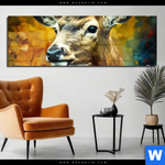 Acrylglasbild Rothirsch Im Herbstwald Panorama Produktvorschau mit dem Bild Rothirsch im Herbstwald im Format Panorama.