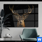 Acrylglasbild Rotwild Portraet Querformat Produktvorschau mit dem Bild Rotwild Porträt im Format Querformat.