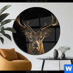 Acrylglasbild Rotwild Portraet Rund Produktvorschau mit dem Bild Rotwild Porträt im Format Rund.