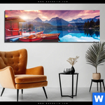 Acrylglasbild Ruhiger Bergsee Panorama Produktvorschau mit dem Bild Ruhiger Bergsee im Format Panorama.