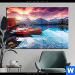 Acrylglasbild Ruhiger Bergsee Querformat Produktvorschau mit dem Bild Ruhiger Bergsee im Format Querformat.