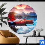 Acrylglasbild Ruhiger Bergsee Rund Produktvorschau mit dem Bild Ruhiger Bergsee im Format Rund.