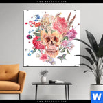 Acrylglasbild Schaedel Im Boho Stil Quadrat Produktvorschau mit dem Bild Schädel im Boho Stil im Format Quadrat.