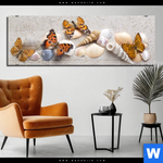 Acrylglasbild Schmetterlinge Muscheln Im Sand Panorama Produktvorschau mit dem Bild Schmetterlinge & Muscheln im Sand im Format Panorama.