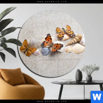 Acrylglasbild Schmetterlinge Muscheln Im Sand Rund Produktvorschau mit dem Bild Schmetterlinge & Muscheln im Sand im Format Rund.