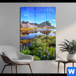 Acrylglasbild Schoener Tag In Island Hochformat Produktvorschau mit dem Bild Schöner Tag in Island im Format Hochformat.