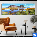 Acrylglasbild Schoener Tag In Island Panorama Produktvorschau mit dem Bild Schöner Tag in Island im Format Panorama.