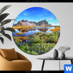 Acrylglasbild Schoener Tag In Island Rund Produktvorschau mit dem Bild Schöner Tag in Island im Format Rund.