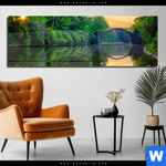 Acrylglasbild See Mit Alter Bruecke Aus Stein Panorama Produktvorschau mit dem Bild See mit alter Brücke aus Stein im Format Panorama.