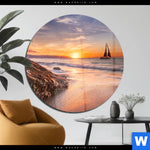 Acrylglasbild Segelboot Im Sonnenuntergang Rund Produktvorschau mit dem Bild Segelboot im Sonnenuntergang im Format Rund.