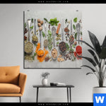 Acrylglasbild Silberloeffel Mit Gewuerzen Quadrat Produktvorschau mit dem Bild Silberlöffel mit Gewürzen im Format Quadrat.