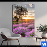 Acrylglasbild Sonnenaufgang Im Lavendelfeld Hochformat Produktvorschau mit dem Bild Sonnenaufgang im Lavendelfeld im Format Hochformat.
