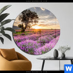 Acrylglasbild Sonnenaufgang Im Lavendelfeld Rund Produktvorschau mit dem Bild Sonnenaufgang im Lavendelfeld im Format Rund.