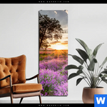Acrylglasbild Sonnenaufgang Im Lavendelfeld Schmal Produktvorschau mit dem Bild Sonnenaufgang im Lavendelfeld im Format Schmal.