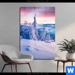 Acrylglasbild Sonnenaufgang Im Schnee Hochformat Produktvorschau mit dem Bild Sonnenaufgang im Schnee im Format Hochformat.