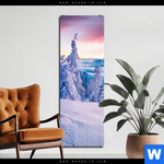 Acrylglasbild Sonnenaufgang Im Schnee Schmal Produktvorschau mit dem Bild Sonnenaufgang im Schnee im Format Schmal.