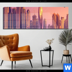 Acrylglasbild Sonnenaufgang In Dubai Panorama Produktvorschau mit dem Bild Sonnenaufgang in Dubai im Format Panorama.