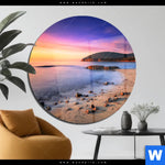 Acrylglasbild Sonnenuntergang In Bucht Rund Produktvorschau mit dem Bild Sonnenuntergang in Bucht im Format Rund.