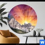 Acrylglasbild Sonnenuntergang In Den Bergen Rund Produktvorschau mit dem Bild Sonnenuntergang in den Bergen im Format Rund.