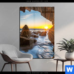 Acrylglasbild Sonnenuntergang In Meeresgrotte Hochformat Produktvorschau mit dem Bild Sonnenuntergang in Meeresgrotte im Format Hochformat.