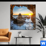 Acrylglasbild Sonnenuntergang In Meeresgrotte Quadrat Produktvorschau mit dem Bild Sonnenuntergang in Meeresgrotte im Format Quadrat.