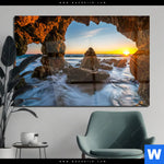 Acrylglasbild Sonnenuntergang In Meeresgrotte Querformat Produktvorschau mit dem Bild Sonnenuntergang in Meeresgrotte im Format Querformat.