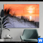 Acrylglasbild Sonnenuntergang Mit Duene Und Meer Querformat Produktvorschau mit dem Bild Sonnenuntergang mit Düne und Meer im Format Querformat.