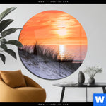 Acrylglasbild Sonnenuntergang Mit Duene Und Meer Rund Produktvorschau mit dem Bild Sonnenuntergang mit Düne und Meer im Format Rund.