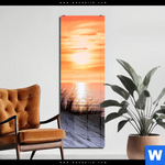 Acrylglasbild Sonnenuntergang Mit Duene Und Meer Schmal Produktvorschau mit dem Bild Sonnenuntergang mit Düne und Meer im Format Schmal.