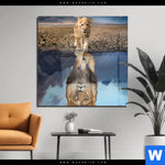 Acrylglasbild Spiegelbild Loewe Loewenjunges Quadrat Produktvorschau mit dem Bild Spiegelbild Löwe & Löwenjunges im Format Quadrat.