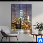 Acrylglasbild Stadtlichter New York Hochformat Produktvorschau mit dem Bild Stadtlichter New York im Format Hochformat.