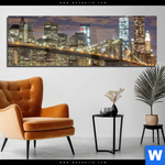 Acrylglasbild Stadtlichter New York Panorama Produktvorschau mit dem Bild Stadtlichter New York im Format Panorama.