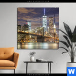 Acrylglasbild Stadtlichter New York Quadrat Produktvorschau mit dem Bild Stadtlichter New York im Format Quadrat.