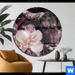 Acrylglasbild Stier Mit Blumen Rund Produktvorschau mit dem Bild Stier mit Blumen im Format Rund.