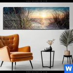 Acrylglasbild Strandlandschaft Mit Gras Panorama Produktvorschau mit dem Bild Strandlandschaft mit Gras im Format Panorama.