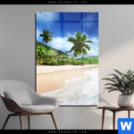 Acrylglasbild Traumstrand Unter Palmen Hochformat Produktvorschau mit dem Bild Traumstrand unter Palmen im Format Hochformat.