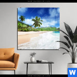 Acrylglasbild Traumstrand Unter Palmen Quadrat Produktvorschau mit dem Bild Traumstrand unter Palmen im Format Quadrat.