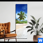 Acrylglasbild Traumstrand Unter Palmen Schmal Produktvorschau mit dem Bild Traumstrand unter Palmen im Format Schmal.