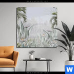 Acrylglasbild Tropische Baeume Und Blaetter Quadrat Produktvorschau mit dem Bild Tropische Bäume und Blätter im Format Quadrat.