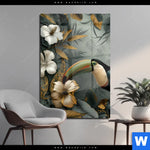 Acrylglasbild Tukan Im Goldenen Regenwald Hochformat Produktvorschau mit dem Bild Tukan im goldenen Regenwald im Format Hochformat.