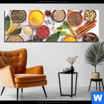 Acrylglasbild Vielfaeltige Gewuerze Panorama Produktvorschau mit dem Bild Vielfältige Gewürze im Format Panorama.
