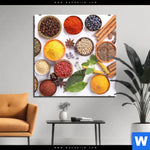 Acrylglasbild Vielfaeltige Gewuerze Quadrat Produktvorschau mit dem Bild Vielfältige Gewürze im Format Quadrat.