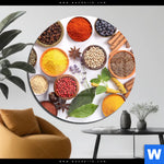 Acrylglasbild Vielfaeltige Gewuerze Rund Produktvorschau mit dem Bild Vielfältige Gewürze im Format Rund.