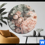 Acrylglasbild Vintage Blueten Im Retro Stil Rund Produktvorschau mit dem Bild Vintage Blüten im Retro-Stil im Format Rund.