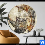 Acrylglasbild Vintage Nashorn Rund Produktvorschau mit dem Bild Vintage Nashorn im Format Rund.